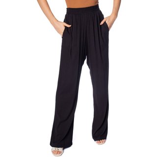 Calça Feminina Giraffe Reta Viscose com Elástico Preto