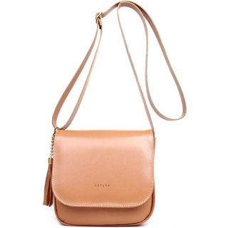 Bolsa Transversal em Couro Artlux Amêndoa 9053