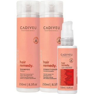 Kit Cadiveu Professional Hair Remedy Shampoo Condicionador e Leave-in (3 produtos)