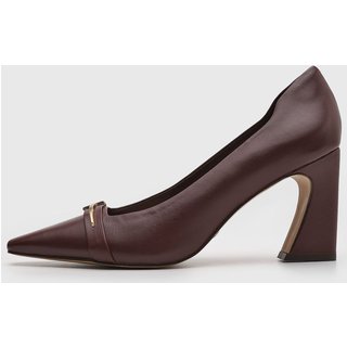 Scarpin Feminino Capodarte Bico Fino Salto Bloco Vinho
