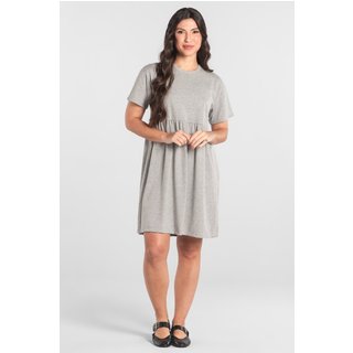Vestido de Manga Curta em Algodão Just Basic Cinza