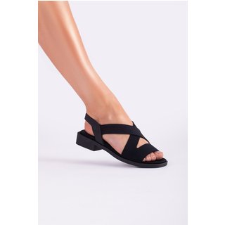 Sandália Feminina Confortaria Tecnolycra/Couro Preto