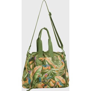 Bolsa Média Feminina FARM Carioca Passarim Estampada Verde