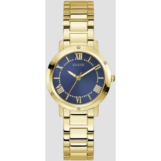 Relógio Guess Redondo Analógico Azul Aço Dourado