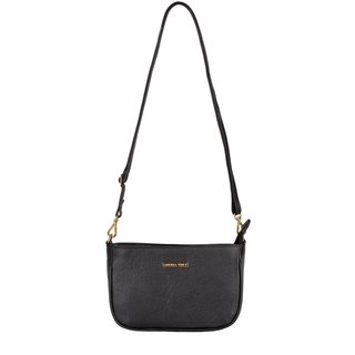 Bolsa tiracolo pequena de couro liso Iria - Preto