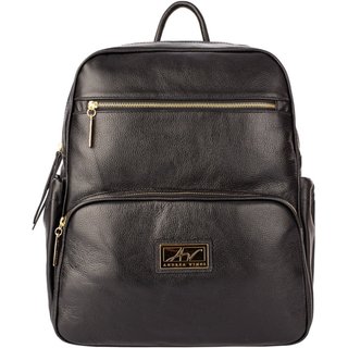 Mochila grande de couro liso Zooey - Preto
