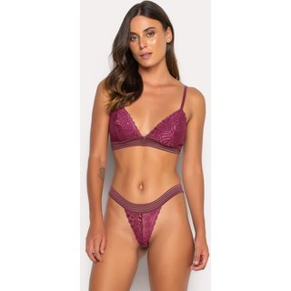 Lingerie Bravaa Store Conjunto em Renda Sutiã e Calcinha Fio Feminino Romantico Atacado 187 Vinho