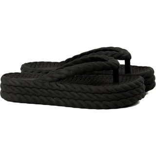 Chinelo Preto Nuvem Feminino Plataforma Trançado Corda De Dedo Moda Casual Premium
