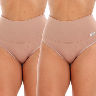 Kit 2 Calcinha Cinta Fristyle Microfibra Bege Cós Alto Modeladora