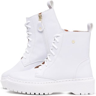 Coturno Feminino Bota Blogueira Plataforma Tratorada Branco