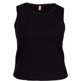 Regata Feminina Cativa Plus Size Canelada com Lurex Preto