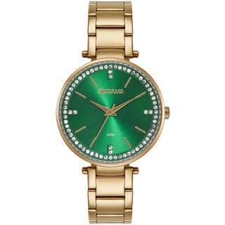 Relógio Feminino Analógico Cristais Visor Amplo Verde Seculus