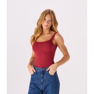 Regata Makenji Underwear Decote Quadrado Feminina Vermelho Medio
