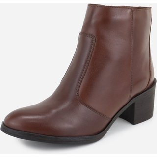 Bota em Couro Cano Curto Lisa Maria Paula Conforto Cacau