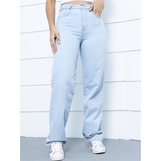 Calça Jeans Wide Leg Feminina Dra Maia Azul Claro