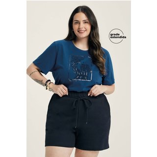 Short Feminino Moletom Com Bolsos Marialícia Preto