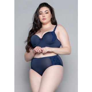 Conjunto Lingerie Bella Fiore Modas Plus Size Luxo Com Bojo Marinho