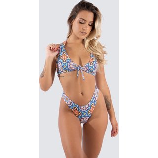 Biquíni Rioutlet Frente Única Estampado Mandala Azul