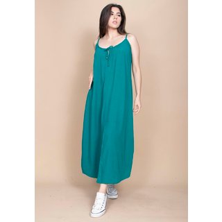 Vestido Longo Cabanafree Caçuá Viscose Alça Fina Verde