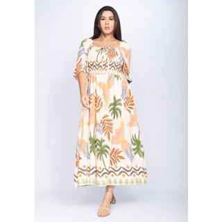 Vestido Midi Amazônia Vital com Manga Estampa Uira