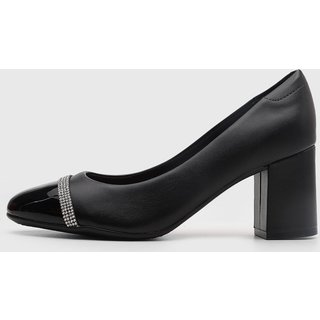Scarpin Feminino Beira Rio Salto Grosso Pedraria Preto