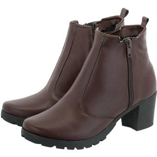 Bota Coturno Cano Curto Salto Medio Grosso Napa Café