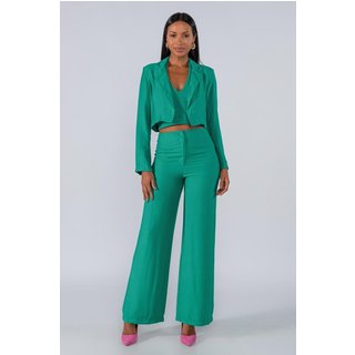 Blazer curto viscose um botao Verde