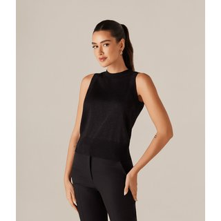 Blusa Tricot Costa De Gota Com Lurex Feminina Preta