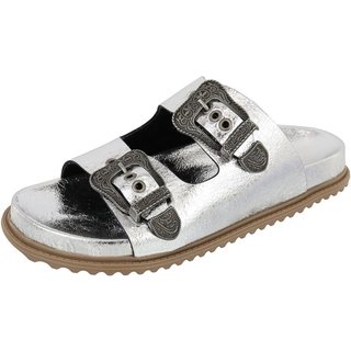 Papete Rasteira Feminina Paula B Com Fivela Estilo Retro Palmilha Confort Prata