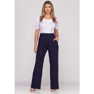Calça Pantalona Cós largo Bolsos B’Bonnie Sheila Azul Marinho