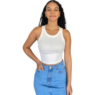 Blusa Feminina Regata Cavada Flor De Lis