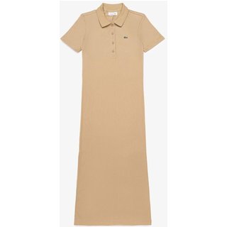 Vestido Polo Longo de Algodão Canelado Bege