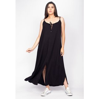 Vestido Longo Cabanafree Caçuá Viscose Alça Fina Preto