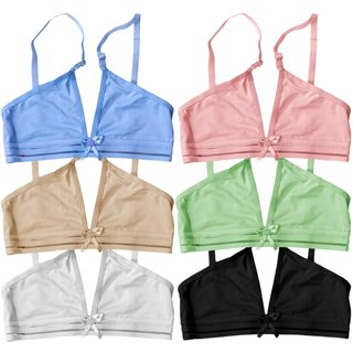 Kit 5 Sutiãs Gabi Lingerie Sem Bojo Microfibra Top Menina Moça Juvenil Liso Alças Reguláveis Confortável Roupa de Menina Multicolorido
