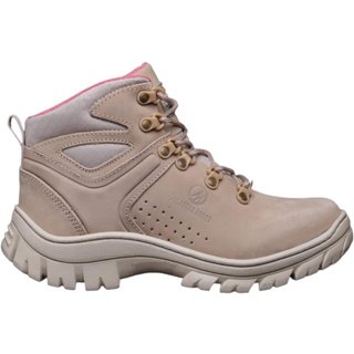 Bota Coturno Feminina Adventure Confortável Resistente Bege/Rosa 33 Bege