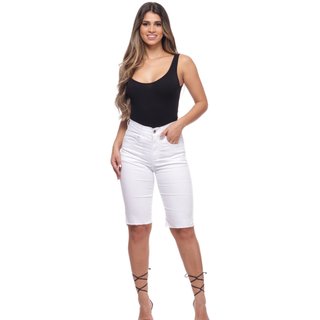 Bermuda Feminina Sarja Biker Razon Jeans Branco