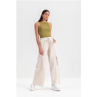 Calça feminina em cotton Essendi Off-white