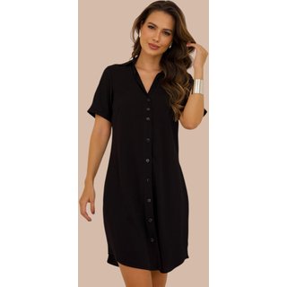 Chemise Aberta Ícone Fashion Manga Curta Preta