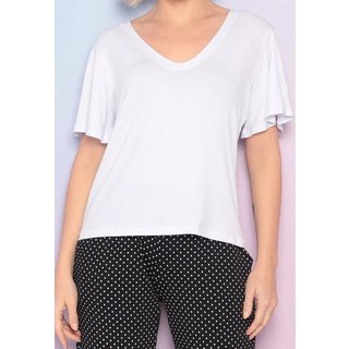 Blusa Viscolycra Maria Paes Manga Curta Branca