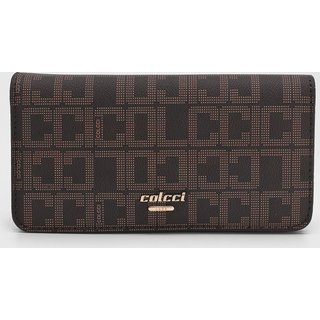 Carteira Feminina Colcci Monogramada Corrente Dourada Marrom