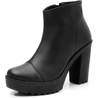 Bota Feminina Navit Shoes Tratorada Design Moda Preta