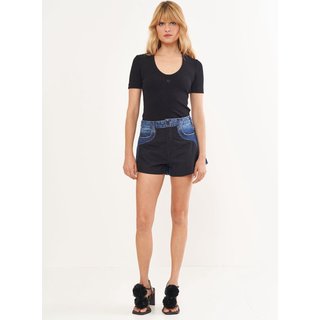 Blusa Justa Manga Curta Com Logo Minimalista Colcci Preto