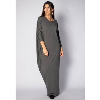 Vestido Longo Amazonia Vital Morcego Manga 3/4 Assimétrico Mescla