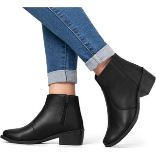 Bota Bredeni Feminina Cano Curto Zíper Lateral Confortável Preto