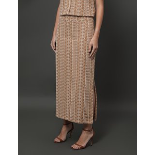Saia Midi de Laise Calvin Klein - Caqui Medio Calvin Klein Jeans