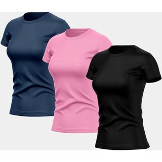 Kit 3 Camisetas Feminina Dry Fit Básica Lisa Proteção Solar UV Térmica Blusa Academia Esporte Camisa