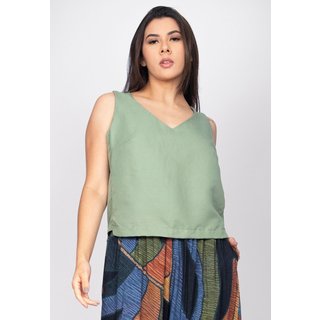 Blusa Regata Amazônia Vital Viscose Gola V Verde Oliva Suave