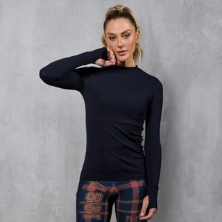 Blusa De Chelles Manga Comprida com Dedinho Preta FT1142BL