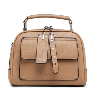 Bolsa Transversal Couro Bolsinha Feminina Moderna Compacta - Nude