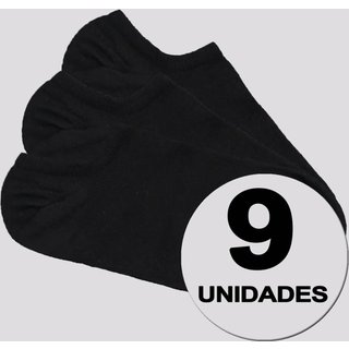 Kit Meia Selene Sapatilha Invisível Feminina 9 Pares Preta